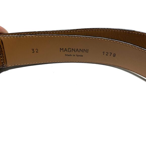 Magnanni Mens Tan Leather Belt Size 32 - Picture 4 of 4